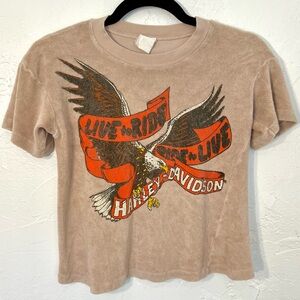 MadeWorn Harley Davidson Live to Ride Eagle Biker Crop T-Shirt